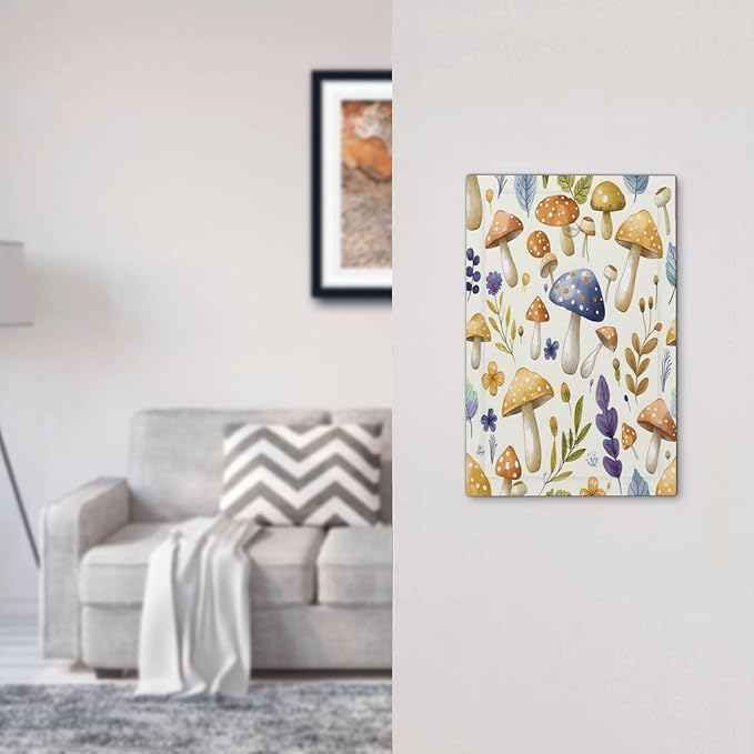 Boho Watercolor Mushroom Flowers Leaf Colorful Floral Light Switch Cover Plate 1 Gang No Device Blank Electrical Wall Plates Faceplate Decorative Switch Plate Covers for Kids Room Nursery Decor