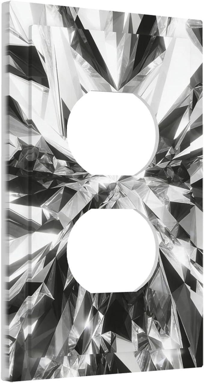 Sparkling Diamond Cut Duplex Wall Plate - 1-Gang Standard US Size Crystal Glam Outlet Covers for Living Room Bedroom Bathroom Decor