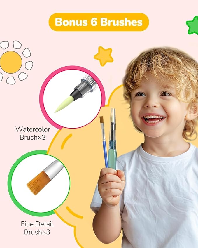 TECJOE 3 Pack Paint with Water Coloring Books for Toddlers, Mess Free Watercolor Painting Set with 6 Brushes, Travel Art Craft Activities Toys Birthday Gifts for Kids Ages 3-8, Traffic, Sea & Dinosaur