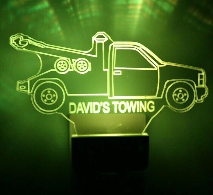 Night Light Multi Color Personalized LED Plug-in, Ultra-Slim Touch Night Light Smart Dusk to Dawn Sensor, Kids Children's Bedroom Kitchen Bathroom Hallway Play Room Variations (Tow Truck)