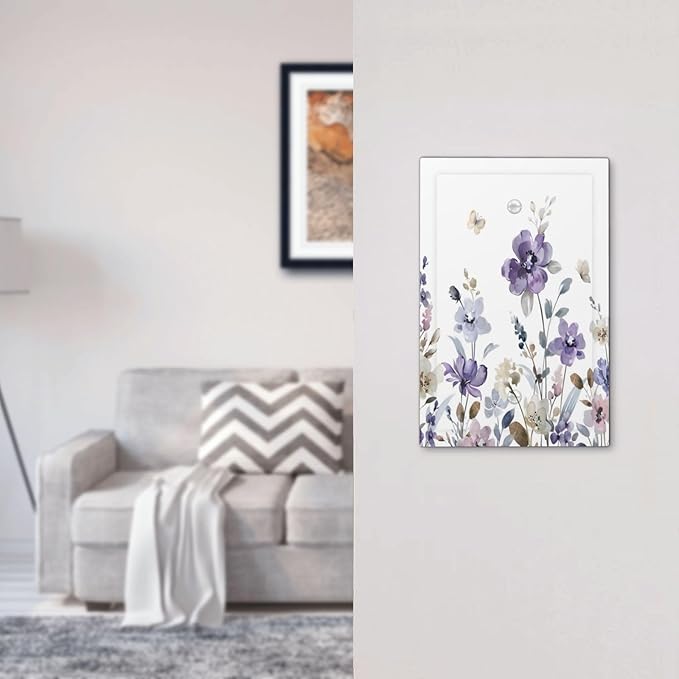 Purple Watercolor Flower Floral Butterfly Light Switch Cover Plate 1 Gang No Device Blank Electrical Wall Plates Faceplate Decorative Switch Plate Covers for Bedroom Living Room Decor