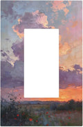 Abstract Sunset Dusk Natural Scenery Wild Flowers Decorative Outlet Covers 1 Gang Single Rocker Light Switch Cover Plate Wall Plates GFCI Faceplate for Farmhouse Bedroom Decor