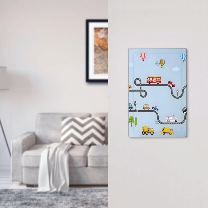 Road Construction Car Truck Hot Air Balloon Light Switch Cover Plate 1 Gang No Device Blank Electrical Wall Plates Faceplate Decorative Switch Plate Covers for Nursery Kids Room Decor