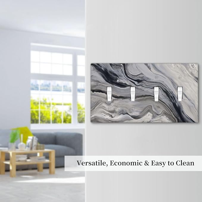Grey And White Marble Abstract Art Print Light Switch Covers Quad Toggle Electrical Faceplate 4 Gang Wall Plate Decorative Switch Plates for Bathroom Kitchen Decor