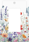 Colorful Floral Purple Lavender Flower Leaves Plants Decorative Outlet Covers 1 Gang Single Rocker Light Switch Cover Plate Wall Plates GFCI Faceplate for Bed Room Living Room Decor