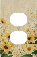 Decorative Outlet Covers with Vintage Botanical Sunflower Field Design 1 Gang Duplex Light Switch Cover Plate Unique Wall Plates Switchplate Cover for Nature Yellow Blooms Wall Decor