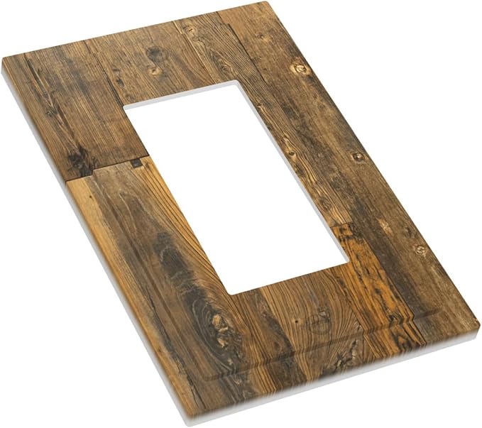 Brown Wood Vintage Rustic Old Board Decorative Outlet Covers 1 Gang Single Rocker Light Switch Cover Plate Wall Plates GFCI Faceplate for Farmhouse Home Decor