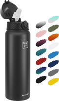 Fanhaw 32 oz Insulated Stainless Steel Water Bottle with Straw Lid, Leakproof Sports Bottle for Men, Women & Teens (Black)