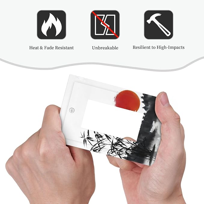 Decorative Outlet Covers Artistic Describe Black Bamboo Japanese Red Sun 1 Gang Single Decora GFCI Device Light Switch Covers Plate 1 Rocker Wall Plate Jumbo Switch Cover Plate