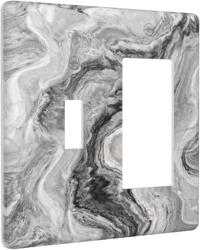 Beautiful Grey Marble Texture Simple Abstract Print Outlet Covers 1 Toggle 1 Rocker Combination Decorative Wall Plate Electrical Switch Plates Light Switch Cover Plate for Bathroom Kitchen Decor