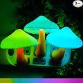 AUSAYE 3 Pack Sensor LED Night Light Plug in Lamp 7 Color Changing Mushroom Light Cute Night Lights for Adults Kids NightLight Bedroom,Bathroom,Toilet,Hallway,Stairs,Kitchen,Basement