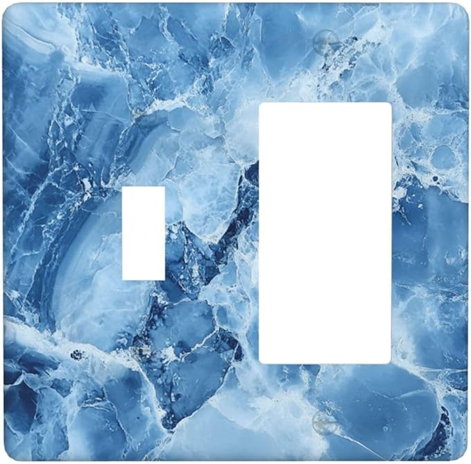 Light Switch Cover Blue Marble Abstract Luxury Modern 2 Gang Toggle Rocker Combo Socket Cover Wall Plates Decorative Switch Plates and Outlet Covers for Bathroom Bedroom Decor