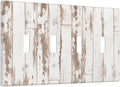 White Grey Wood 4 Gang Light Switch Cover Decorative Quad Toggle Wall Plate Decorative Electrical Faceplate for Kitchen Home Barn Farmhouse Decorate Large 8" x 4.5