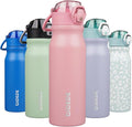 BJPKPK Water Bottle with Straw 25oz Insulated Water Bottles Reusable Stainless Steel Metal Thermal Flask with Leak Proof Lockable Lid and Carry Handle,Light Pink