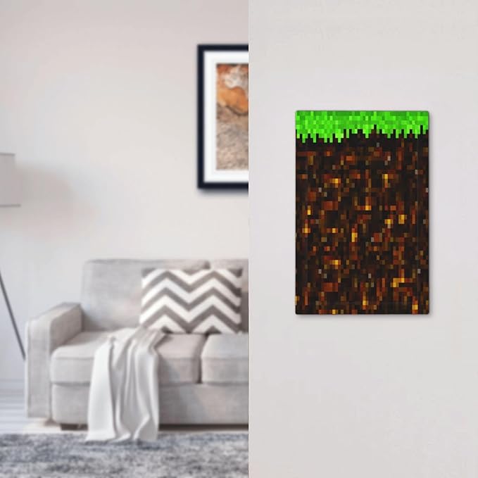 Light Switch Cover Pixel Grass Block Wall Plate Cover 1 Gang Blank No Device Decorative Outlet Covers Electrical Switchplate for Kids Room Home Decor