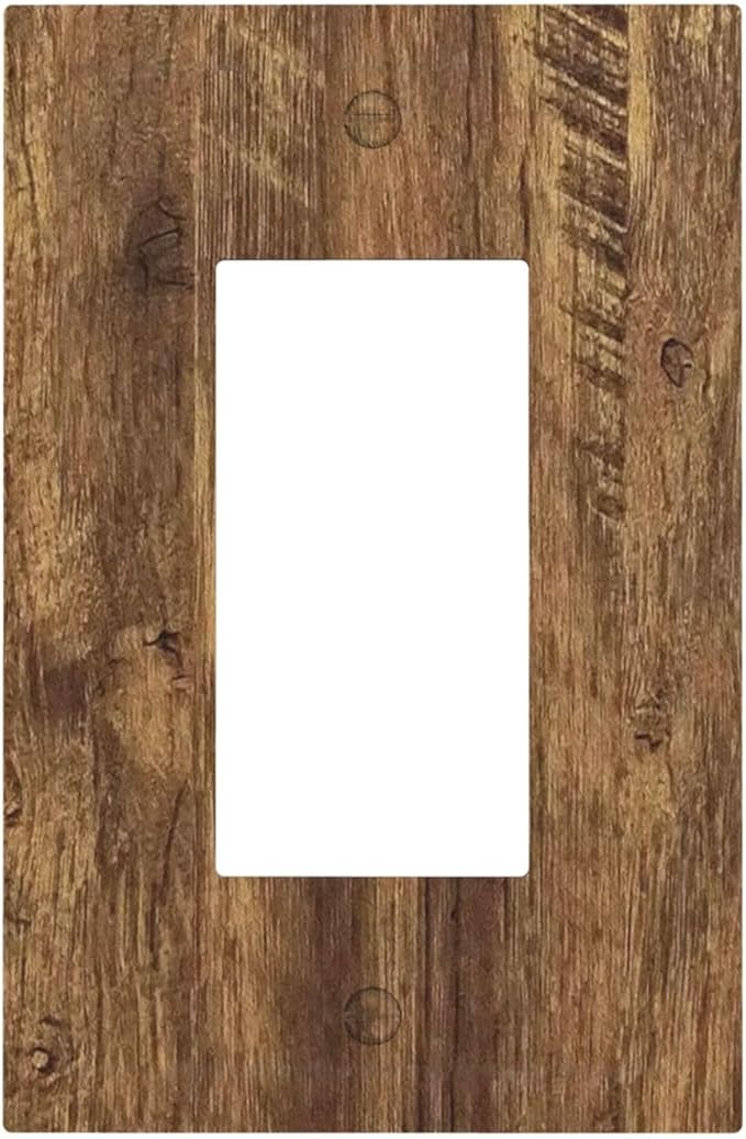 Outlet Covers Rustic Wood Grain Country Vintage Wooden Board 1 Gang Single Rocker Light Switch Cover Plate Decorative GFCI Wallplates Socket Cover Electrical Switch Plate Covers for Farmhouse Home