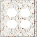 Boho Floral Watercolor Tree Branch Flower Minimalist Outlet Covers 2 Gang Double Duplex Decorative Light Switch Covers Electrical Wallplates Socket Faceplate for Bedroom Living Room Decor