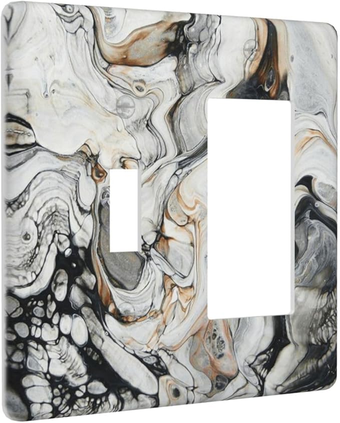 Black Gold Marble Texture Modern Abstract Print Outlet Covers 1 Toggle 1 Rocker Combination Decorative Wall Plate Electrical Switch Plates Light Switch Cover Plate for Bathroom Kitchen Decor
