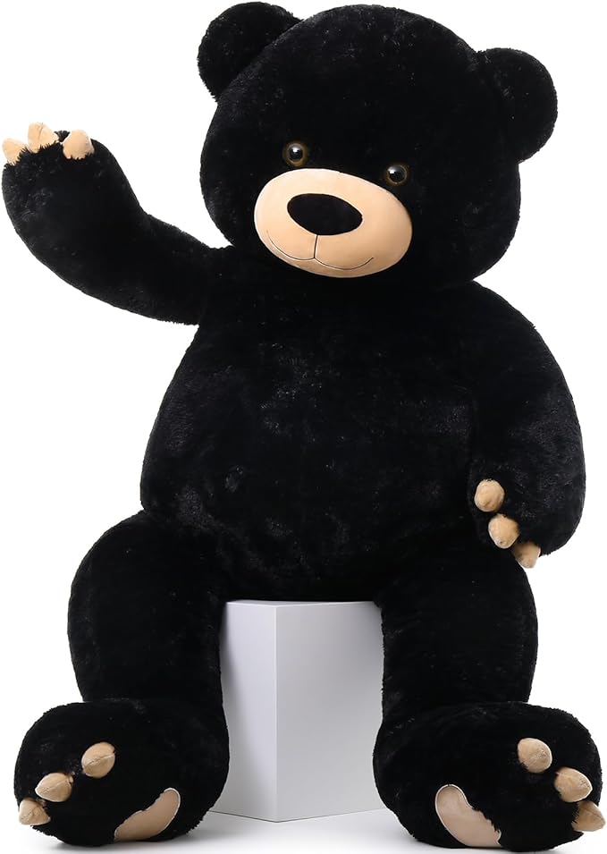 Toys Studio 5 Feet Giant Teddy Bear, 59 inch Big Black Bear Woodland Stuffed Animal Life Size Plush Toy with Footprints, Gift for Girlfriend Kids Christmas Birthday Valentine's Day