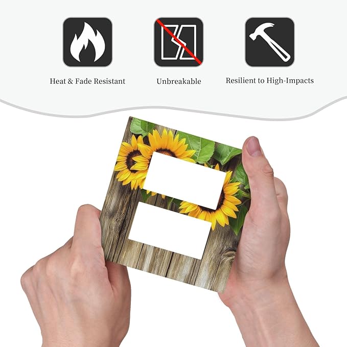 Decorative Outlet Covers Sunflowers Rustic Wood 2 Gang Double Gfci Rocker Electrical Wall Panels Light Switch Cover Plate For Farmhouse Cabin Decor