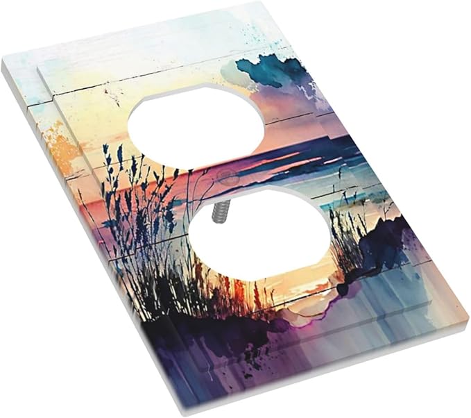 Decorative Outlet Covers Sunset Beach Abstract Nature Coastal Seascape 1 Gang Duplex Light Switch Cover Plate Unique Wall Plates for Electrical Outlets Switch Plate Covers for Bedroom Decor