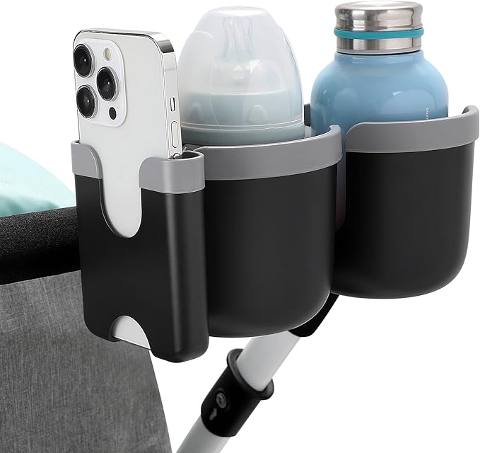 Accmor Stroller Cup Holder with Phone Holder, Bike Cup Holder, Universal Cup Holder for Uppababy Nuna Doona Strollers, 2-in-1 Cup Phone Holder for Stroller Bike Accessory