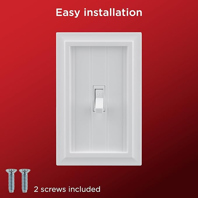 UltraPro Screwless Toggle Switch Wallplate, 1-Gang – Modern Snap-On Cover, Child-Safe, Durable Polycarbonate, Easy DIY Installation, White Coastal, 85751