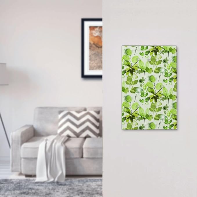 Green Leaves Spring Plant Floral Light Switch Cover Plate 1 Gang No Device Blank Electrical Wall Plates Faceplate Decorative Switch Plate for Bed Room Living Room Decor