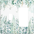 Boho Green Eucalyptus Leaf Floral Sage Flower Outlet Covers 1 Toggle 1 Rocker Combination Decorative Wall Plate Electrical Switch Plates Light Switch Cover Plate for Bedroom Living Room Decor