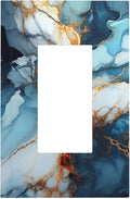 Light Switch Cover Plate Golden Abstract Luxury Marble 1 Gang Outlet Covers Single Rocker Decorative Switch plates Electrical Wall Plates GFCI Receptacle for Livingroom Bathroom Decor