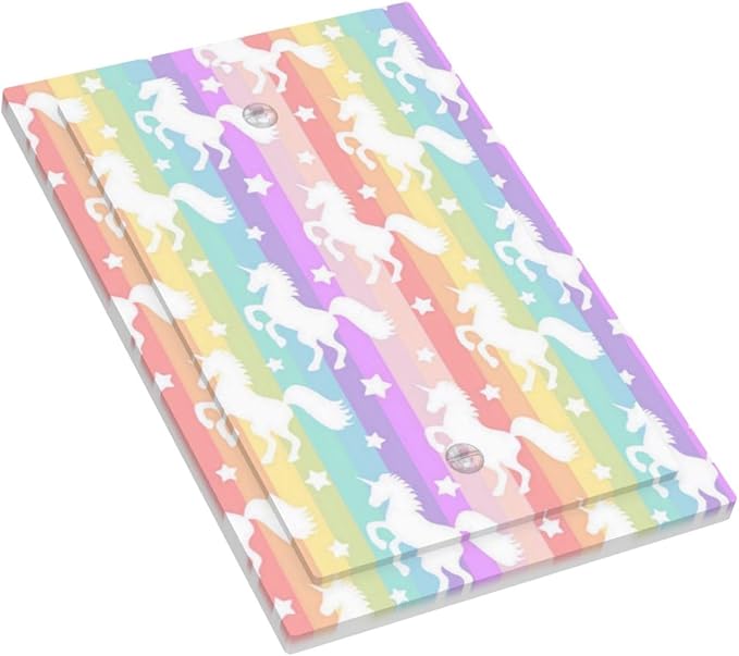 Rainbow Stripes Unicorn Kid Girls Theme 1-Gang No Device Decorative Blank Receptacle Wall Plate Funny Cute Colorful Girly Light Switch Mid-Size Electrical Face Plate Cover for Unused Outlets/Switches