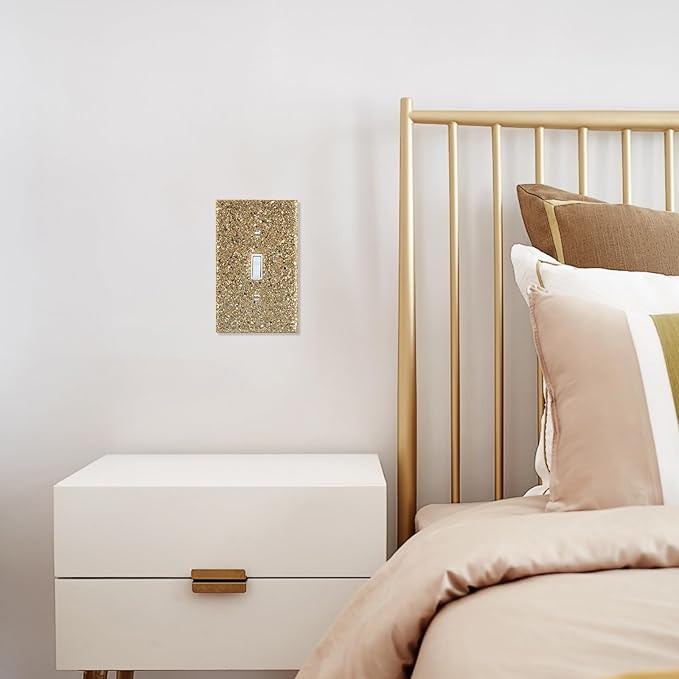 Gold Glitter Light Switch Cover - Sparkling Wall Plate 5.1"x3.15", Gift for Home Decor,Single Toggle
