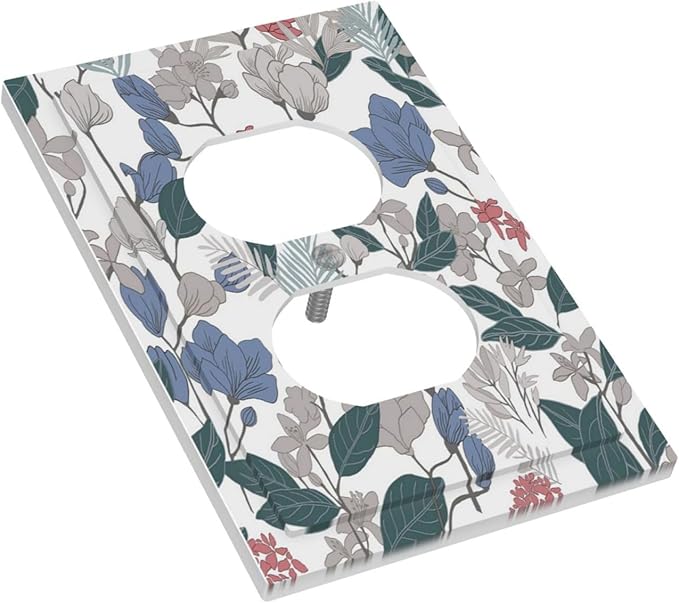 Decorative Outlet Covers Boho Green Leaf Floral Combination 1 Gang Wall Plate Receptacle Duplex Light Switch Cover Plate Single Dual Plug Covers Electrical Switchplate Faceplate