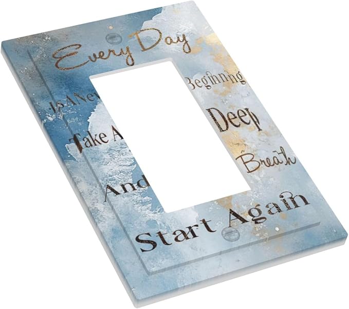 Decorative Outlet Covers Motivational Quotes Blue Abstract Texture 1 Gang Rocker Light Switch Cover Plate Single Wall Plates for Electrical Switch Plate Covers Faceplate for Home Decor