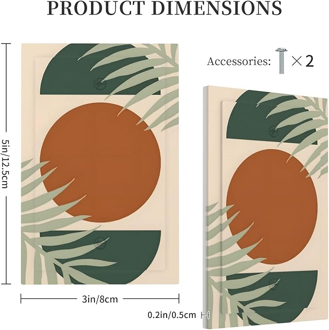 Light Switch Cover Vintage Boho Sun Leaf Wall Plate Cover 1 Gang Blank No Device Decorative Outlet Covers Electrical Switchplate for Bathroom Bedroom Decor