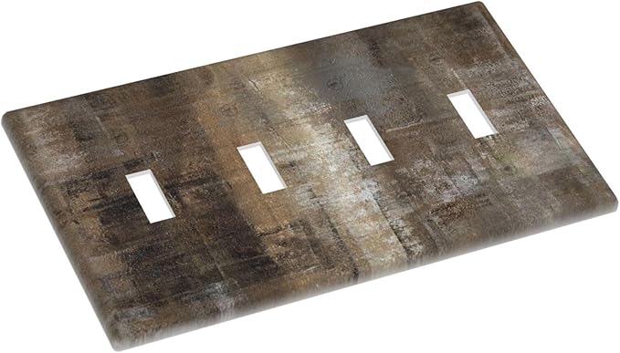 Light Switch Cover Plate Tan Brown Rustic Abstract Wood Vintage Wooden 4 Gang Quad Toggle Decorative Switch Plates Wall Panels Electrical Wall Plates Faceplate for Farmhouse Home Decor