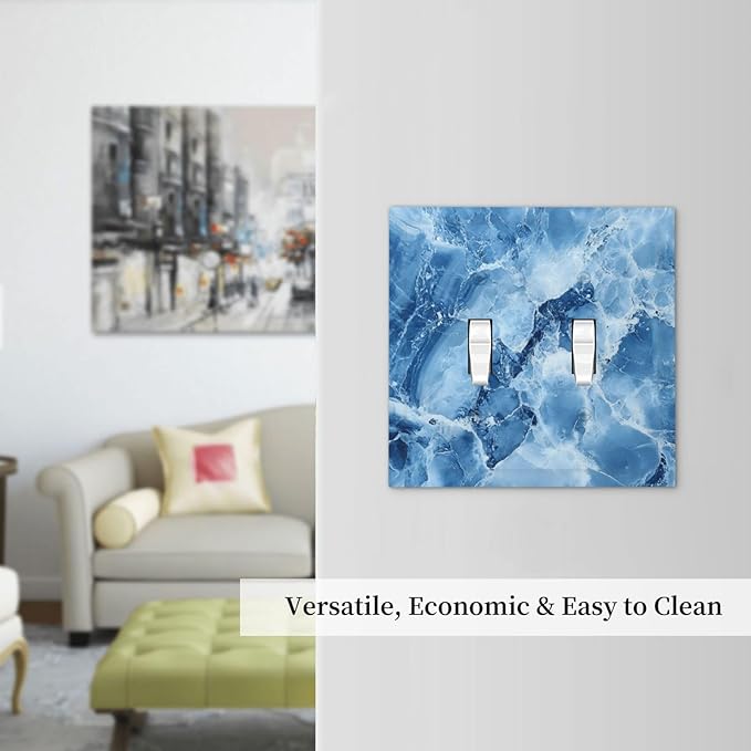 Outlet Covers Blue Marble Abstract Luxury Modern 1 Gang Duplex Light Switch Cover Plate Decorative Wall Plates Electrical Switchplate Receptacle for Bathroom Bedroom Decor（2 Pack）