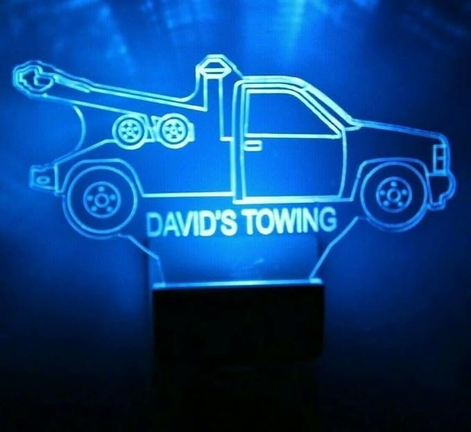 Night Light Multi Color Personalized LED Plug-in, Ultra-Slim Touch Night Light Smart Dusk to Dawn Sensor, Kids Children's Bedroom Kitchen Bathroom Hallway Play Room Variations (Tow Truck)