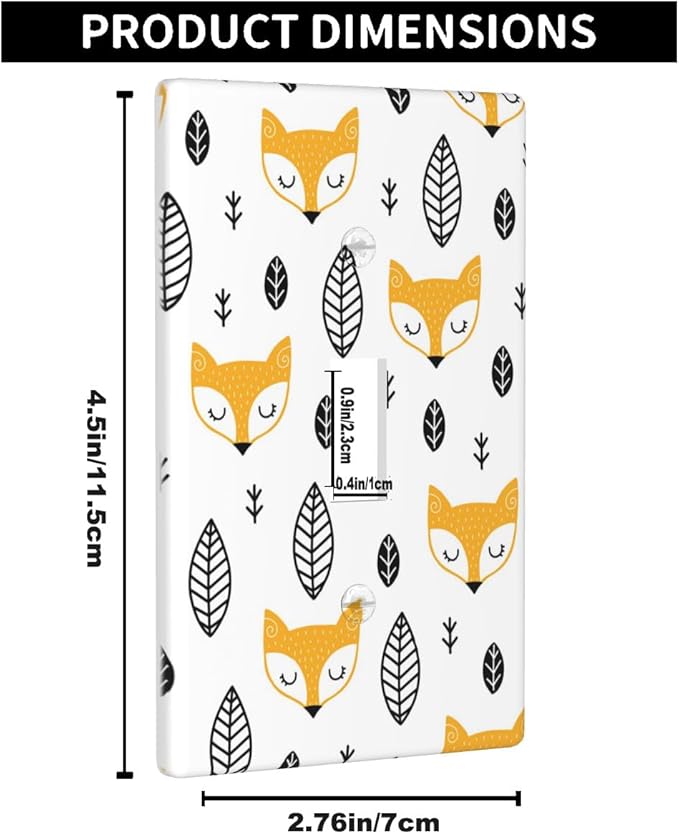 Cute Fox Light Switch Cover Plates Woodland Animal Cartoon Single Toggle Wall Plate 1 Gang Lightswitch Cover Home Decorative Office 4.5"x 2.76"