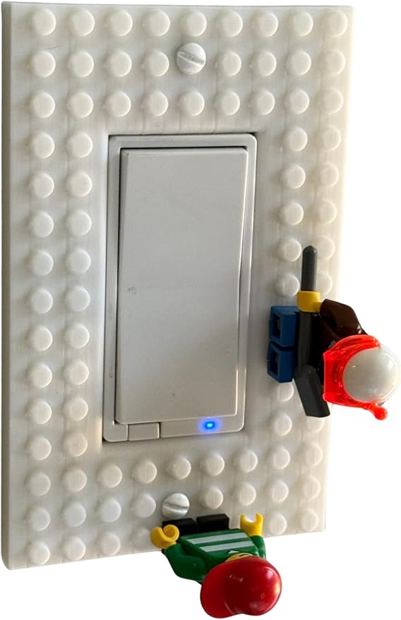 Brick Wall Plate, Rocker Toggle Light Switch Cover for Kids Bedroom, Game Room, 1-Gang (White)
