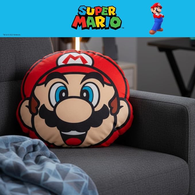 Nintendo Super Mario Gaming Bedding Super Soft Plush Decorative Pillow, One Size, (Officially Licensed Product) by Franco