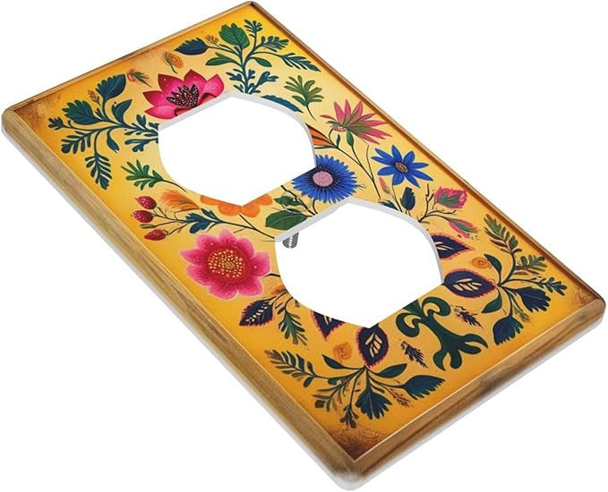Decorative Art Light Switch Covers ColorFul Blooms 1 Gang Single Duplex Outlet Wall Plate Switchplate Electrical Faceplate for Home Decor
