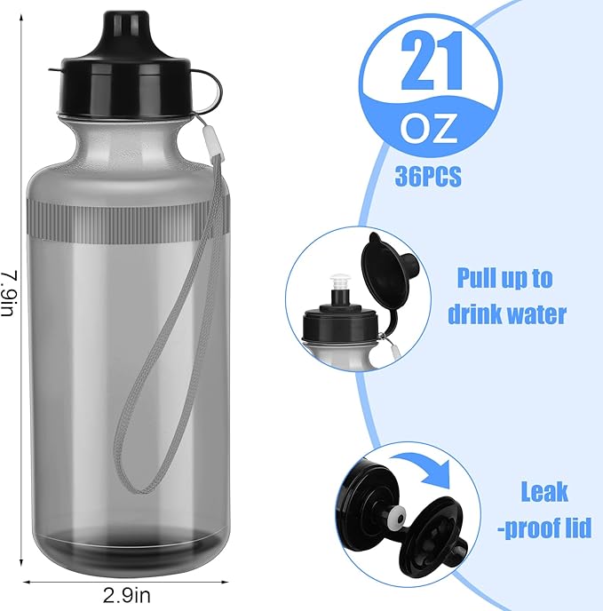 Zubebe 36 Pcs Sports Water Bottles Bulk Squeeze Reusable Bpa-free Plastic Water Bottles End of the Year Gifts Summer Gifts for Students School Travel Hiking Cycling Event Team Gift