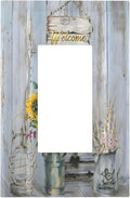 Rustic Sunflower Floral Vintage Wood Board Decorative Outlet Covers 1 Gang Single Rocker Light Switch Cover Plate Wall Plates GFCI Faceplate for Farmhouse Home Decor