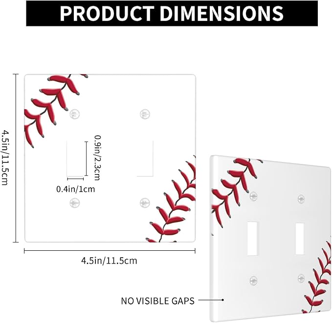 Baseball Double Light Switch Cover Plates Decorative 2 Gang Wall Plate Double Toggle Lightswitch Cover