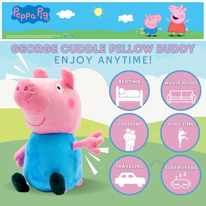 Peppa Pig George Kids Bedding Super Soft Plush Cuddle Pillow Buddy, (Officially Licensed Product) By Franco