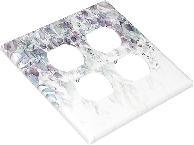 Hazy Leaves Ivy Nature Plants Eucalyptus Leave Outlet Covers 2 Gang Double Duplex Decorative Light Switch Covers Electrical Wallplates Socket Faceplate for Bedroom Home Decor