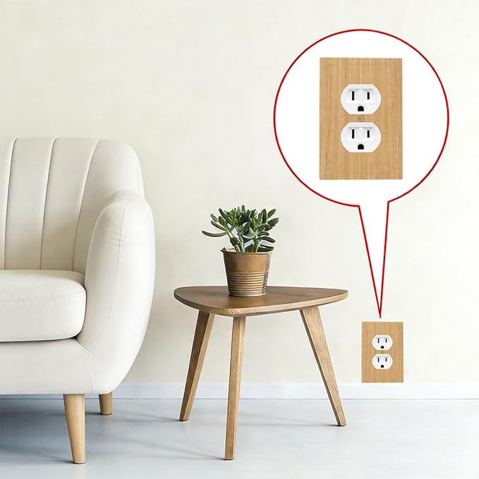 Rustic Woodgrain Duplex Wall Plate - 1-Gang Standard US Size Minimalist Farmhouse Wooden Outlet Covers for Home Decor