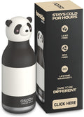asobu Bestie Bottle Insulated Stainless Steel Water Bottle with Detachable Soft Animal Head Fun Drinking For Kids and Teens with Flexible Reusable Straw 16 Ounce (Panda)