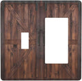 Light Switch Cover Rustic Brown Barn Door Retro Wood Plank 2 Gang Toggle Rocker Combo Wall Plates Country Decorative Switch Plates and Outlet Covers Receptacle Cover for Bathroom Home Decor